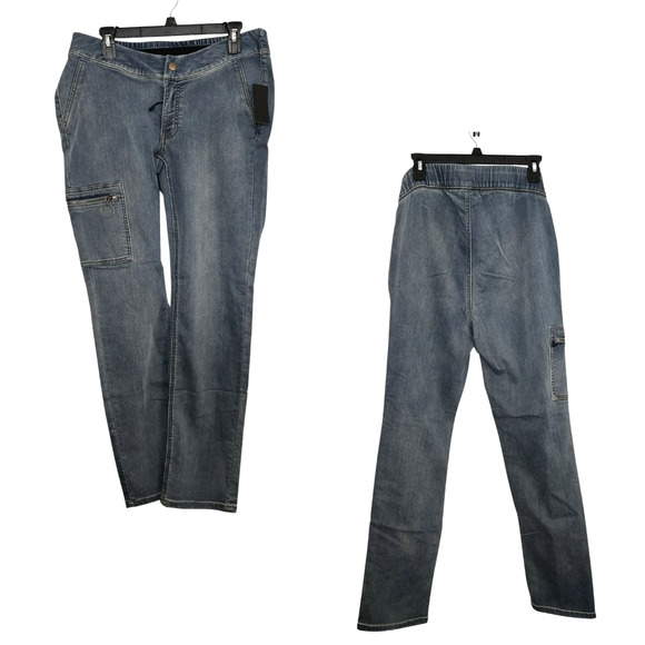 Denim & Co. Adaptive Comfy Knit Patch Pocket Wheelchair Jean Size M NWT - Picture 2 of 3